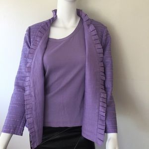 EUC Lafayette 148 NY lavender shell & leather/ linen blazer set